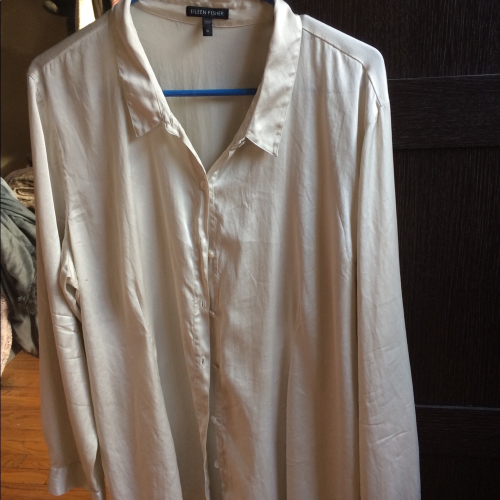 white eileen fisher button-down